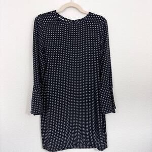 Equipment Womens Mari Mini Shift Dress Size M Silk Polka Dot Bell Sleeve Black